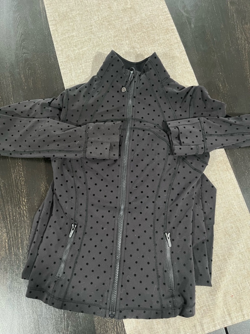 Lululemon Black Polka Dot Zip-Up Set